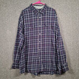 Covington Men's Long Sleeve Blue and Red Plaid Button Down Shirt 2XL